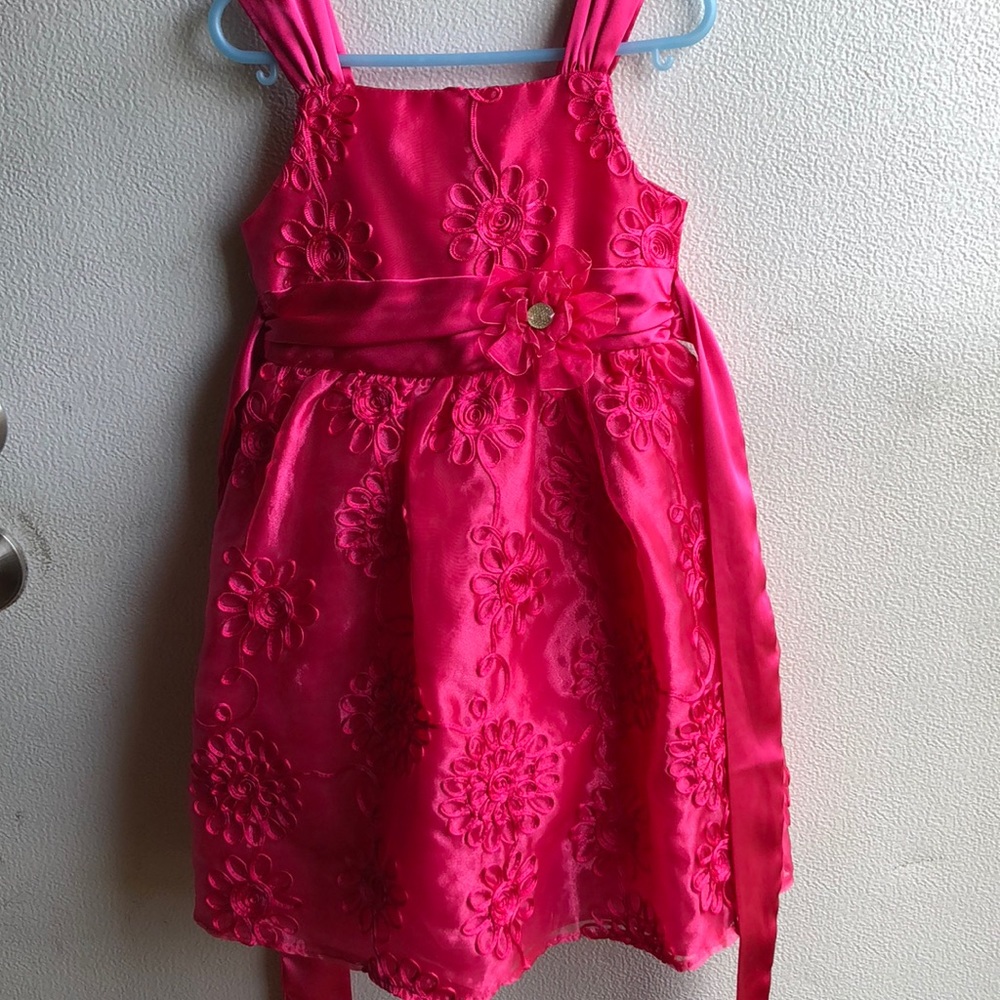 Fuschia dress with accent flowers